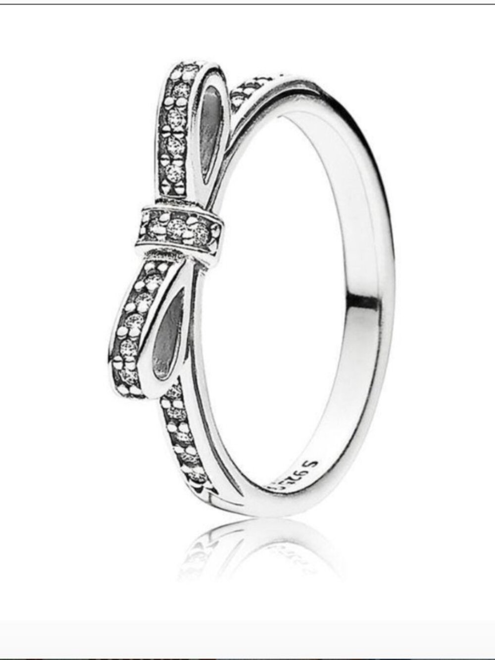 Authentic PANDORA Sparkling Bow Ring 190906CZ Retired Sterling Silver 6.5